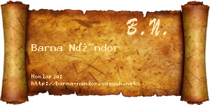 Barna Nándor névjegykártya